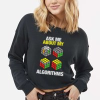 Speed Cubing Puzzle Cuber Cube Algorithms Cropped Pullover Crew