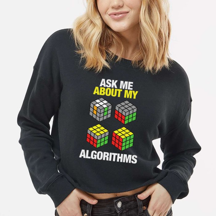 Speed Cubing Puzzle Cuber Cube Algorithms Cropped Pullover Crew