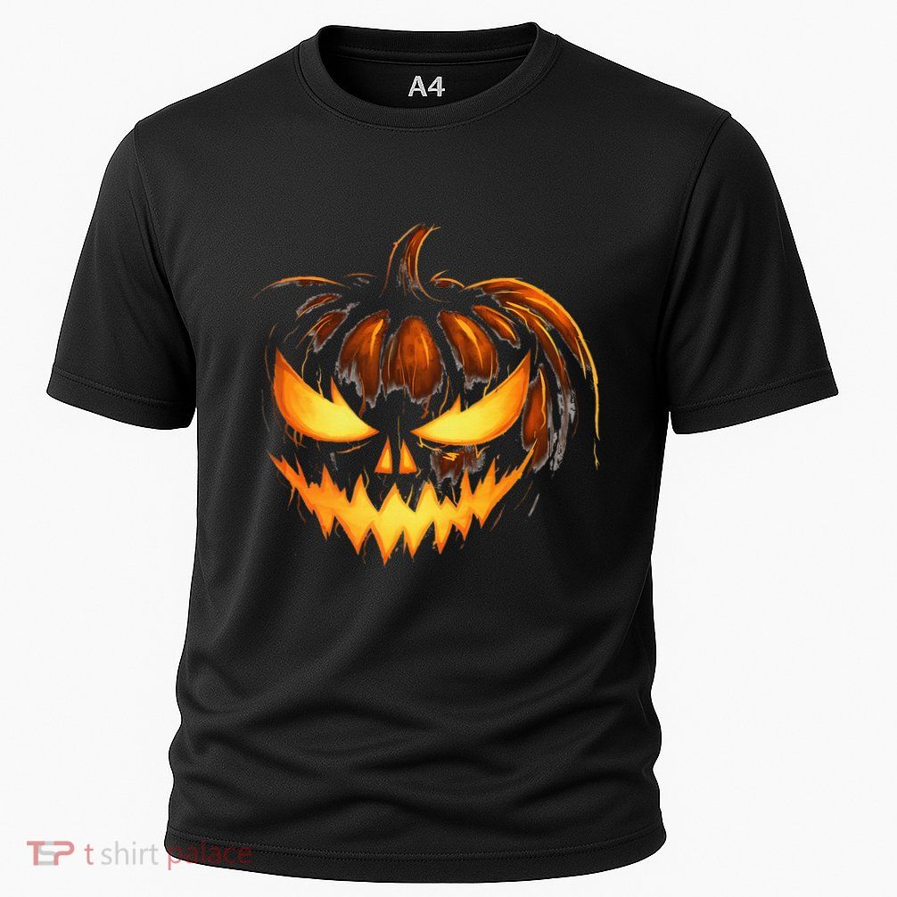 Scary Carved Pumpkin Face Jack O Lantern Halloween Costume Performance Shirt