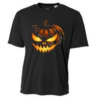 Scary Carved Pumpkin Face Jack O Lantern Halloween Costume Cooling Performance Crew T-Shirt