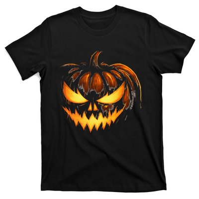 Scary Carved Pumpkin Face Jack O Lantern Halloween Costume T-Shirt