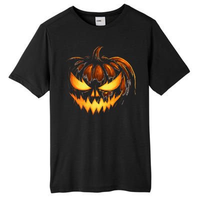 Scary Carved Pumpkin Face Jack O Lantern Halloween Costume Tall Fusion ChromaSoft Performance T-Shirt