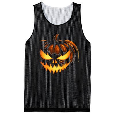 Scary Carved Pumpkin Face Jack O Lantern Halloween Costume Mesh Reversible Basketball Jersey Tank