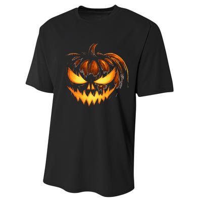 Scary Carved Pumpkin Face Jack O Lantern Halloween Costume Performance Sprint T-Shirt