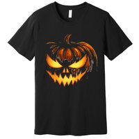 Scary Carved Pumpkin Face Jack O Lantern Halloween Costume Premium T-Shirt