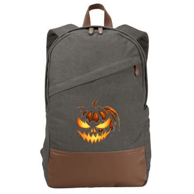 Scary Carved Pumpkin Face Jack O Lantern Halloween Costume Cotton Canvas Backpack
