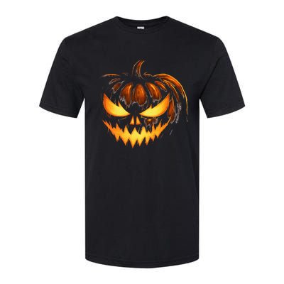 Scary Carved Pumpkin Face Jack O Lantern Halloween Costume Softstyle® CVC T-Shirt