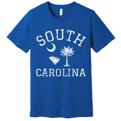 South Carolina Palmetto Tree SC Map Flag Home Pride Vintage Premium T-Shirt