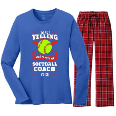 Softball Coach Pitcher Trainer Bat Ball Baseball Lover Gift Women's Long Sleeve Flannel Pajama Set 