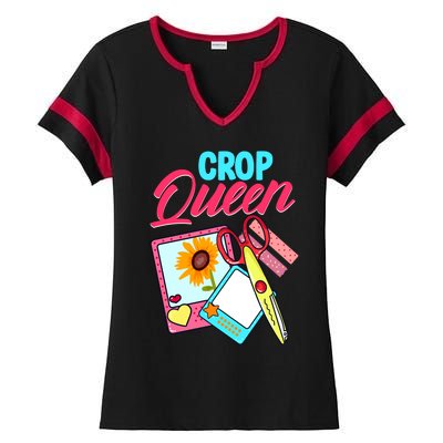 Scrapbook Crop Queen Retreat Hand Crafting Scrapbooking Cool Gift Ladies Halftime Notch Neck Tee