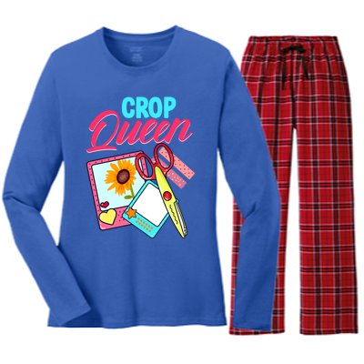 Scrapbook Crop Queen Retreat Hand Crafting Scrapbooking Cool Gift Women's Long Sleeve Flannel Pajama Set 