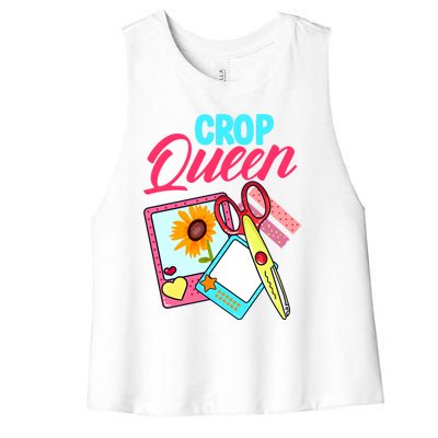 Scrapbook Crop Queen Retreat Hand Crafting Scrapbooking Cool Gift Women's Racerback Cropped Tank