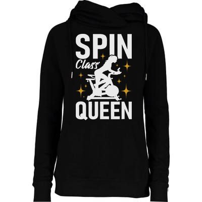 Spin Class Queen Cyclist Lover Indoor Spinning Gym Fitness Womens Funnel Neck Pullover Hood