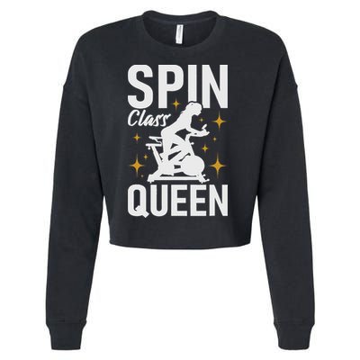 Spin Class Queen Cyclist Lover Indoor Spinning Gym Fitness Cropped Pullover Crew