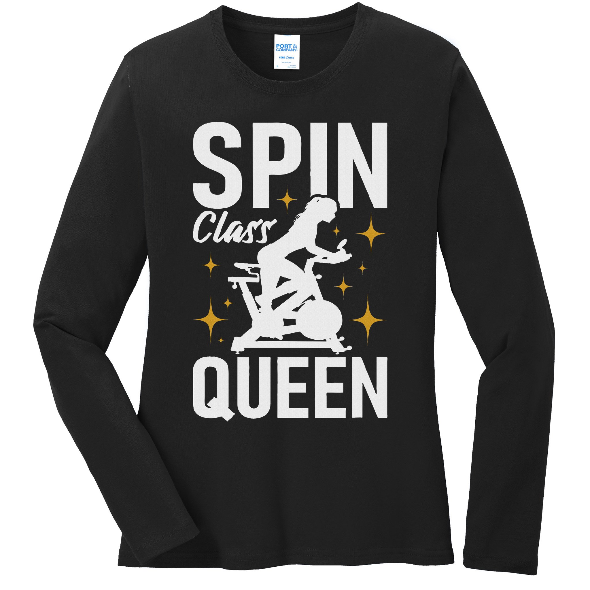 Spin Class Queen Cyclist Lover Indoor Spinning Gym Fitness Ladies Long Sleeve Shirt