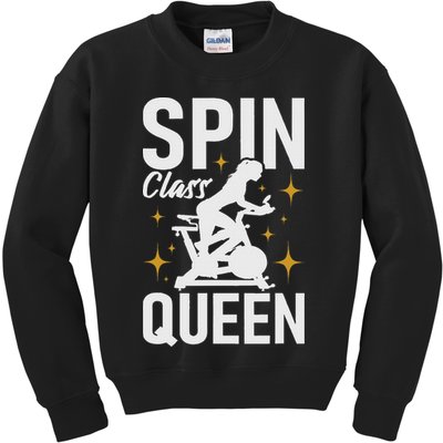 Spin Class Queen Cyclist Lover Indoor Spinning Gym Fitness Kids Sweatshirt