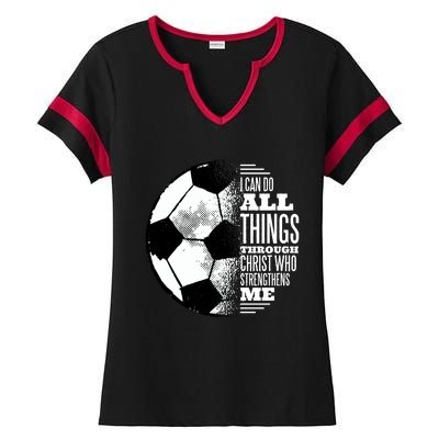 Soccer Christ Quote Ladies Halftime Notch Neck Tee