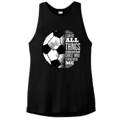 Soccer Christ Quote Ladies PosiCharge Tri-Blend Wicking Tank