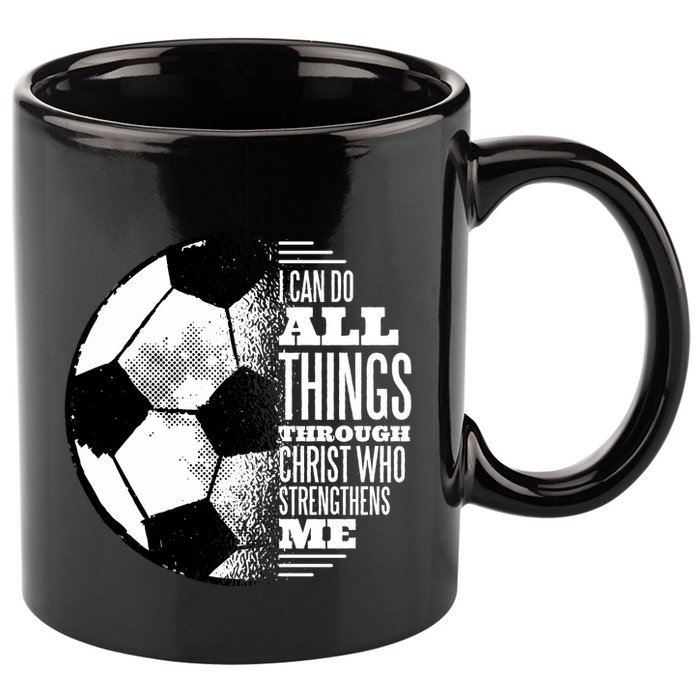 Soccer Christ Quote 11oz C Handle Ceramic Mug