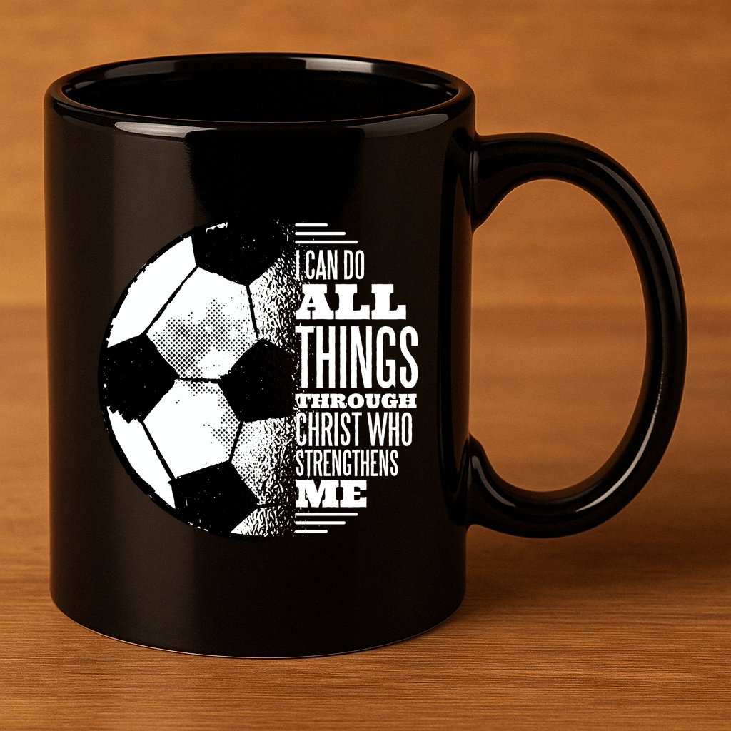 Soccer Christ Quote 11oz C Handle Ceramic Mug