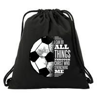 Soccer Christ Quote Drawstring Bag