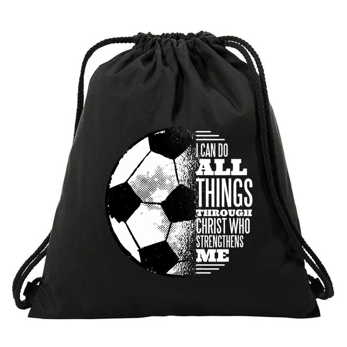Soccer Christ Quote Drawstring Bag