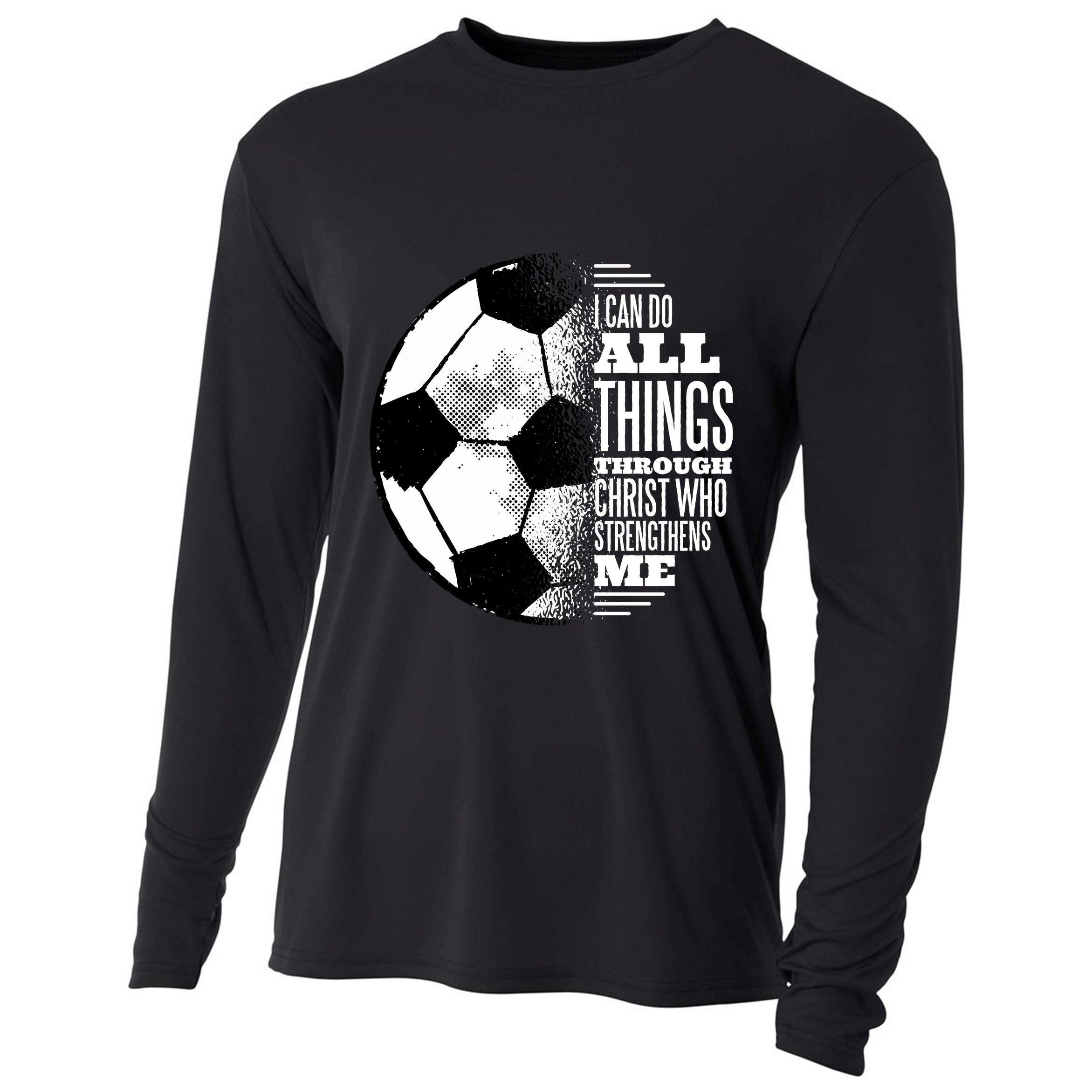 Soccer Christ Quote Cooling Performance Long Sleeve Crew