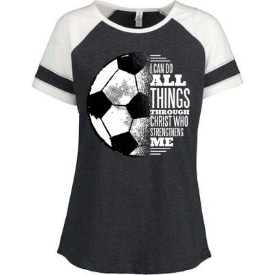 Soccer Christ Quote Enza Ladies Jersey Colorblock Tee