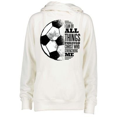 Soccer Christ Quote Womens Funnel Neck Pullover Hood