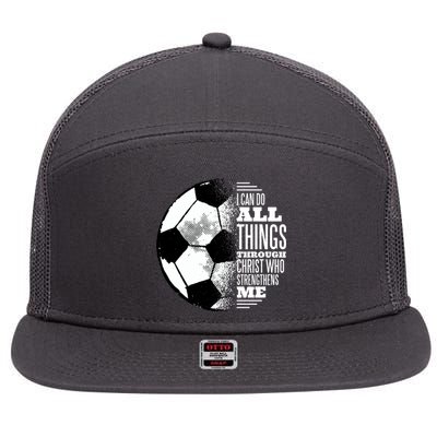 Soccer Christ Quote 7 Panel Mesh Trucker Snapback Hat