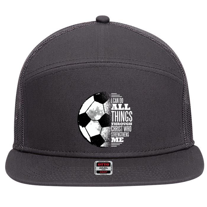 Soccer Christ Quote 7 Panel Mesh Trucker Snapback Hat