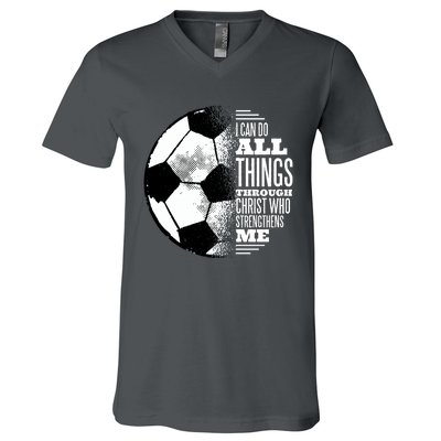 Soccer Christ Quote V-Neck T-Shirt