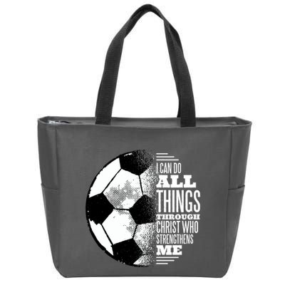 Soccer Christ Quote Zip Tote Bag