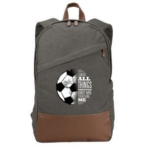 Soccer Christ Quote Cotton Canvas Backpack