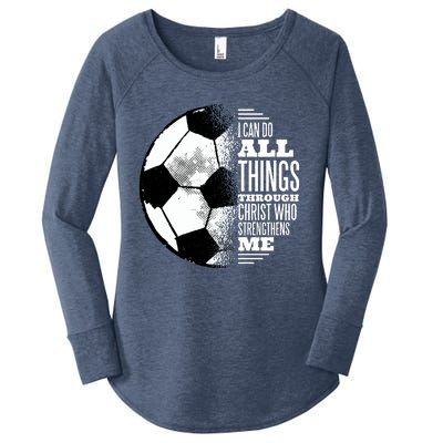 Soccer Christ Quote Women's Perfect Tri Tunic Long Sleeve Shirt