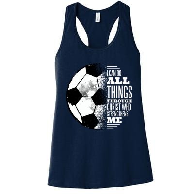 Soccer Christ Quote Women's Racerback Tank