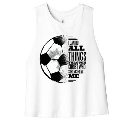 Soccer Christ Quote Women's Racerback Cropped Tank