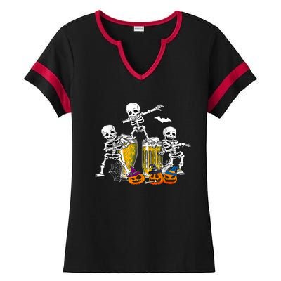 Skeletons Cheers Quirky Beer Halloween Costume Idea Ladies Halftime Notch Neck Tee