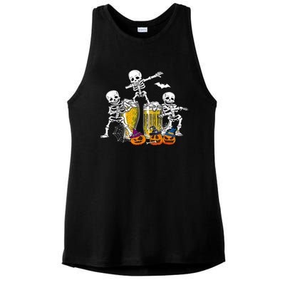 Skeletons Cheers Quirky Beer Halloween Costume Idea Ladies PosiCharge Tri-Blend Wicking Tank