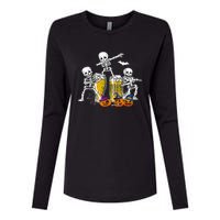 Skeletons Cheers Quirky Beer Halloween Costume Idea Womens Cotton Relaxed Long Sleeve T-Shirt