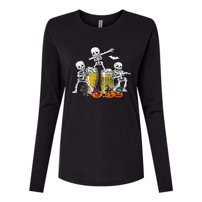 Skeletons Cheers Quirky Beer Halloween Costume Idea Womens Cotton Relaxed Long Sleeve T-Shirt