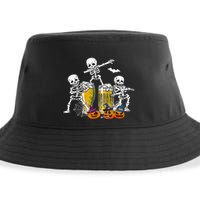 Skeletons Cheers Quirky Beer Halloween Costume Idea Sustainable Bucket Hat