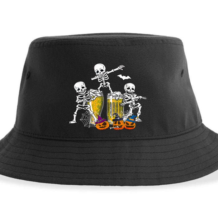 Skeletons Cheers Quirky Beer Halloween Costume Idea Sustainable Bucket Hat