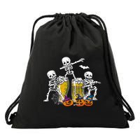 Skeletons Cheers Quirky Beer Halloween Costume Idea Drawstring Bag