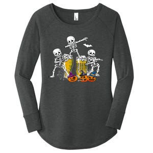 Skeletons Cheers Quirky Beer Halloween Costume Idea Women's Perfect Tri Tunic Long Sleeve Shirt