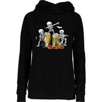 Skeletons Cheers Quirky Beer Halloween Costume Idea Womens Funnel Neck Pullover Hood