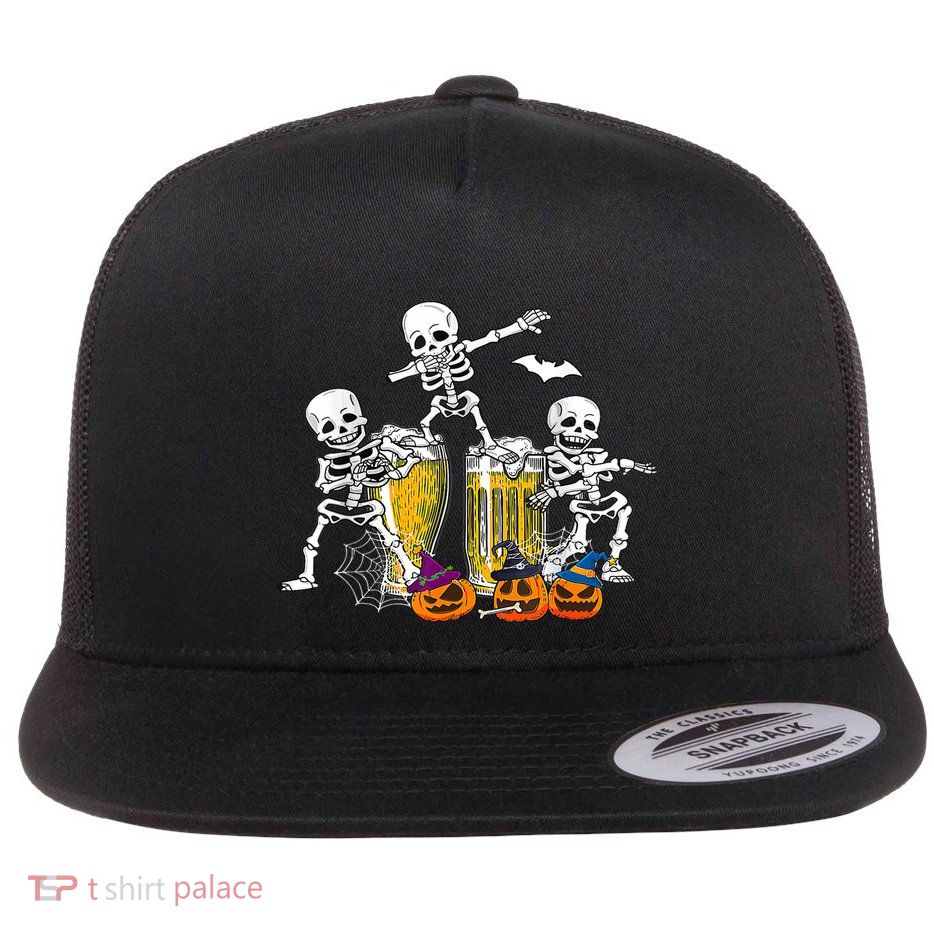 Skeletons Cheers Quirky Beer Halloween Costume Idea Flatbill Hat