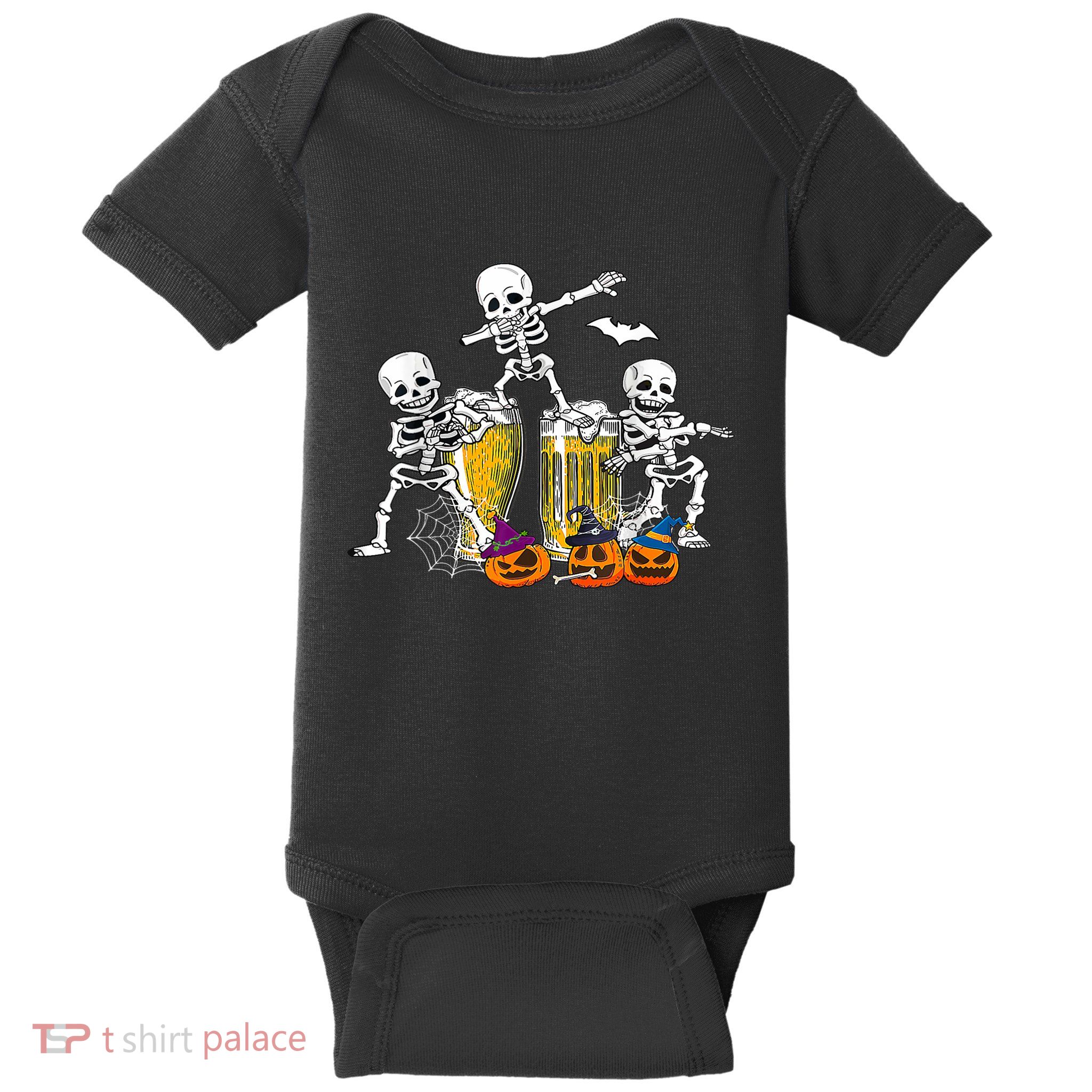 Skeletons Cheers Quirky Beer Halloween Costume Idea Baby Bodysuit