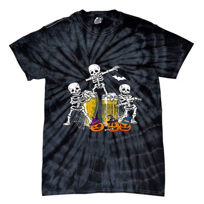 Skeletons Cheers Quirky Beer Halloween Costume Idea Tie-Dye T-Shirt