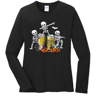 Skeletons Cheers Quirky Beer Halloween Costume Idea Ladies Long Sleeve Shirt